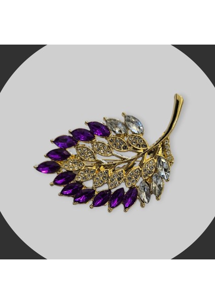 Mor Taşlı Şık Yaprak Broş fırsatları