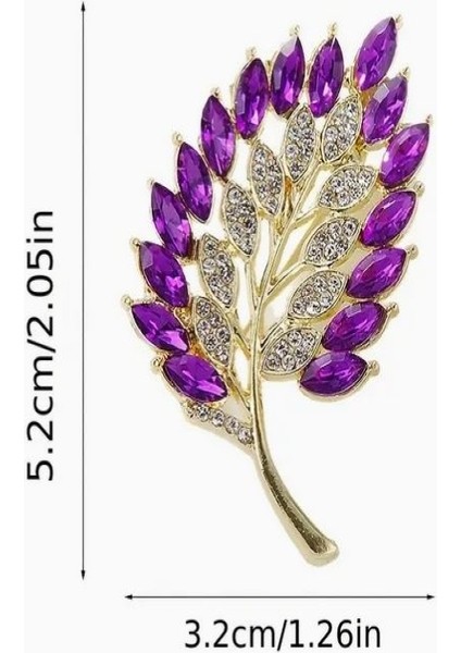 Mor Taşlı Şık Yaprak Broş indirimleri
