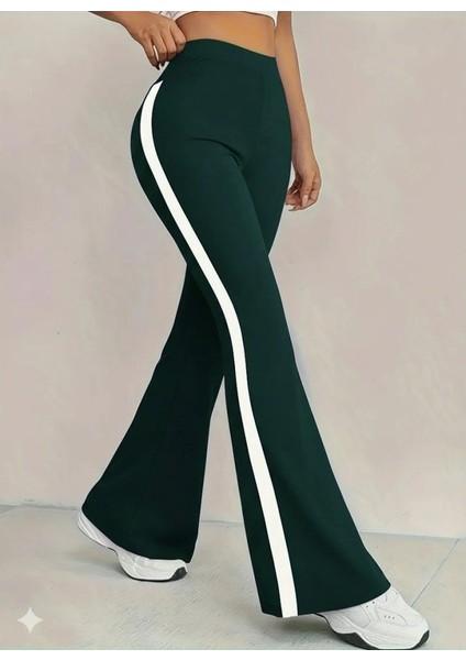 Mdb Kadın Yüksek Bel Ispanyol Paçalı Yanlardan Şerit Detaylı Dalgıç Tayt Pantolon modelleri