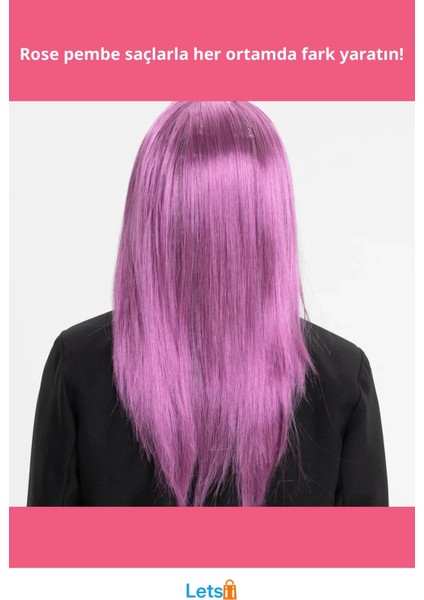 Uzun Rose Pembe Düz Kesim Sentetik Peruk Günlük ve Özel Etkinlikler Için fiyatları