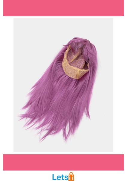 Uzun Rose Pembe Düz Kesim Sentetik Peruk Günlük ve Özel Etkinlikler Için modelleri