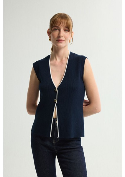 Kolsuz Triko Yelek Lacivert 179L9627000