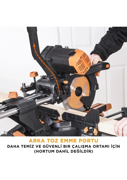 053-0003B R255SMS-DB+ Çift Eğimli Kızaklı Bileşik Gönye Kesme Makinesi, 255MM modelleri
