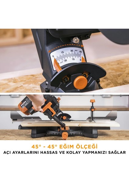 053-0003B R255SMS-DB+ Çift Eğimli Kızaklı Bileşik Gönye Kesme Makinesi, 255MM fırsatları