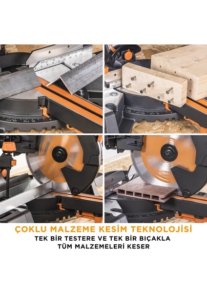 053-0003B R255SMS-DB+ Çift Eğimli Kızaklı Bileşik Gönye Kesme Makinesi, 255MM indirimleri