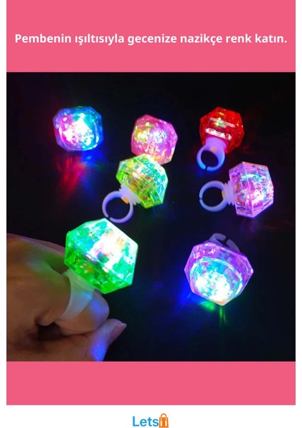 Kristal Tasarımlı 3 Modlu LED Işıklı Pembe Yüzük fiyatları