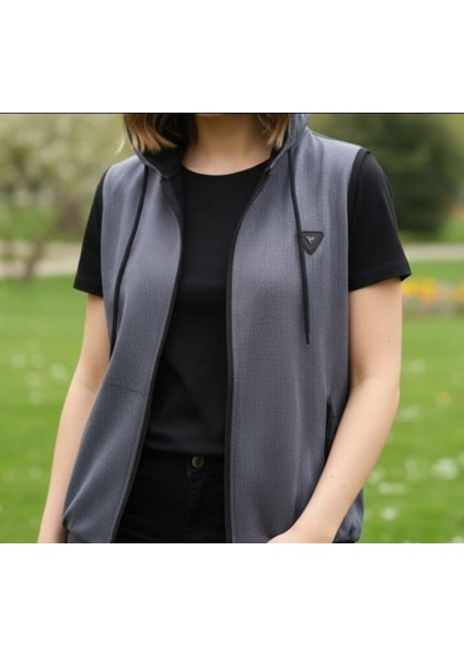 Erkek Kadın Unisex Kapüşonlu Kolsuz Fermuarlı 2 Cepli Sweatshirt modelleri