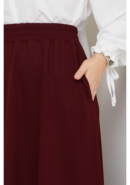 Bordo Oyssho Kumaş Kadın Etek Beli Lastikli 38 40 42 44 46 48 Bedenlere Uyumludur. fırsatları