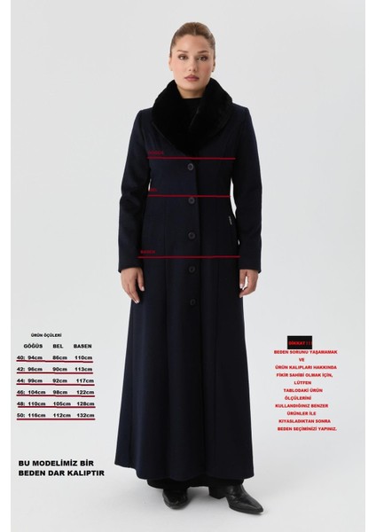 Kışlık Yünlü Kaşe Kadın Pardesü Yakası Kürklü Kalın 58025 fiyatları