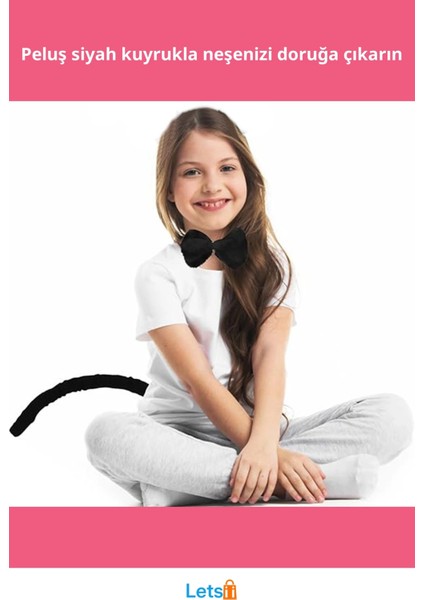 Yumuşak Peluş Siyah Kuyruk ve Papyon Aksesuar Takımı fiyatları