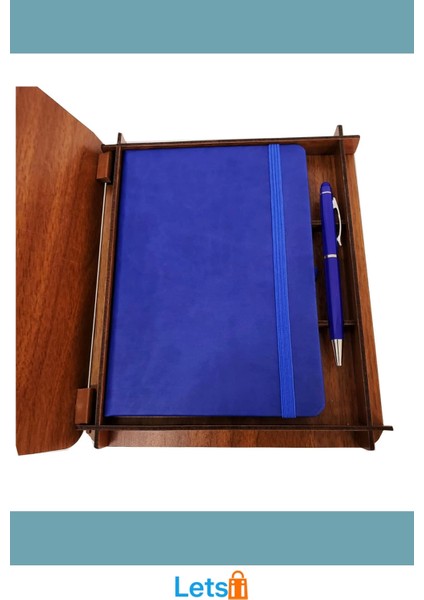 Ahşap Kutulu Termo Deri Defter ve Metal Kalem Seti fırsatları