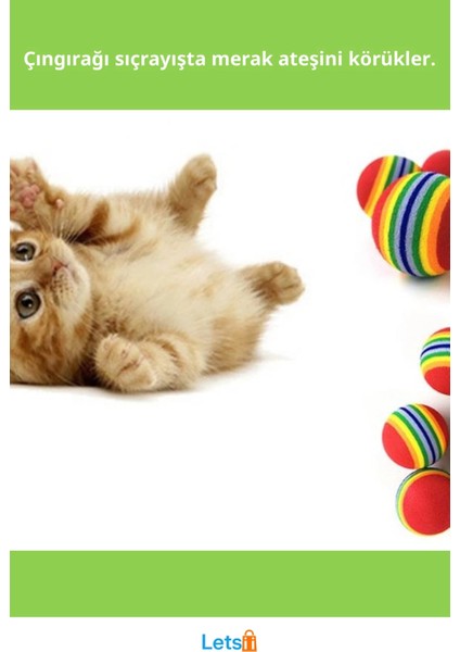 2 Adet Gökkuşağı Renkli Kedi Köpek Oyun Topu 4,2 cm fiyatları