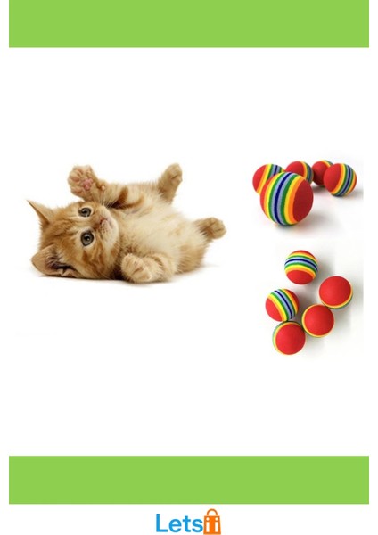 2 Adet Gökkuşağı Renkli Kedi Köpek Oyun Topu 4,2 cm modelleri
