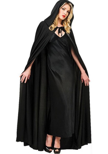 Siyah Renk Kapşonlu Pelerin 120 cm (K95)