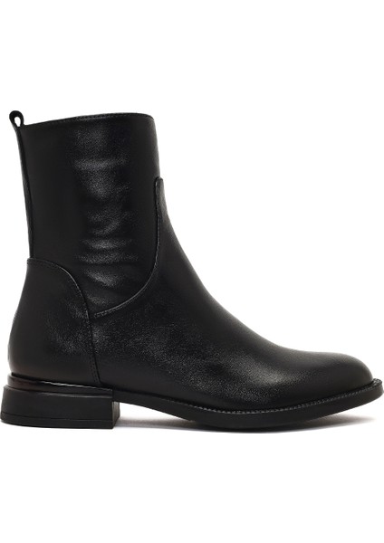 Kadın Siyah Fermuarlı Deri Bot 25WFD413218