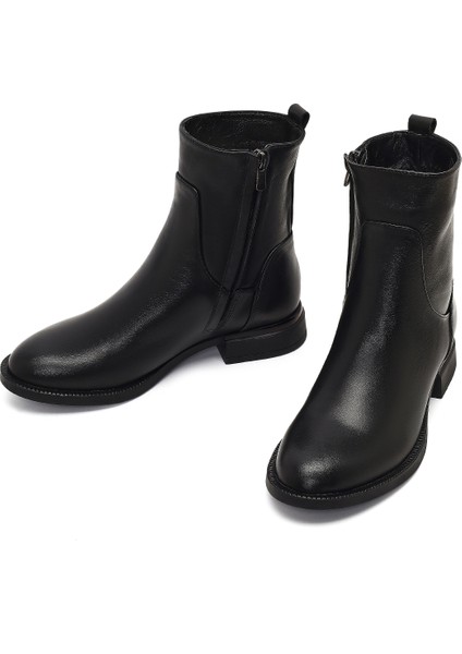 Kadın Siyah Fermuarlı Deri Bot 25WFD413218 modelleri