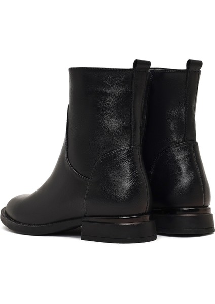 Kadın Siyah Fermuarlı Deri Bot 25WFD413218