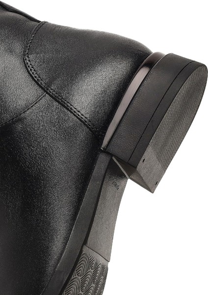 Kadın Siyah Fermuarlı Deri Bot 25WFD413218