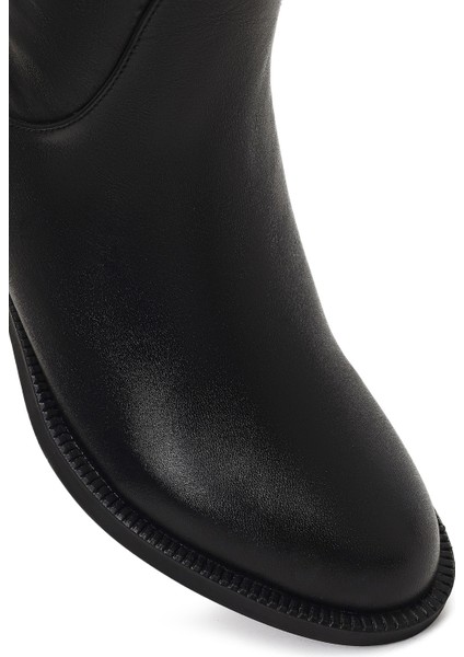 Kadın Siyah Fermuarlı Deri Bot 25WFD413218