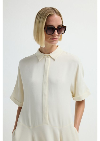 Kısa Kollu Kloş Elbise Vanilya 12445782000 fiyatları