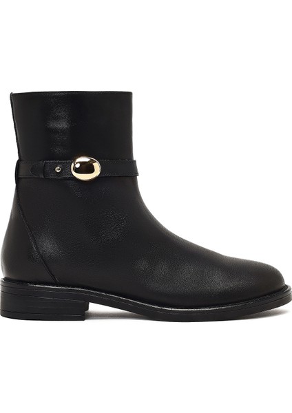 Kadın Siyah Fermuarlı Deri Bot 25WFD162718