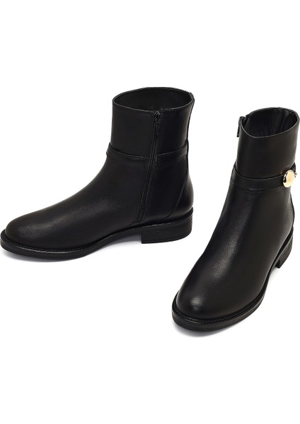 Kadın Siyah Fermuarlı Deri Bot 25WFD162718 modelleri