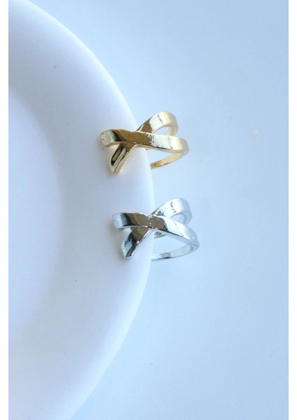 Çapraz Görünüm Kadın Sıkıştırmalı Earcuff Kıkırdak Küpe Gold fiyatları