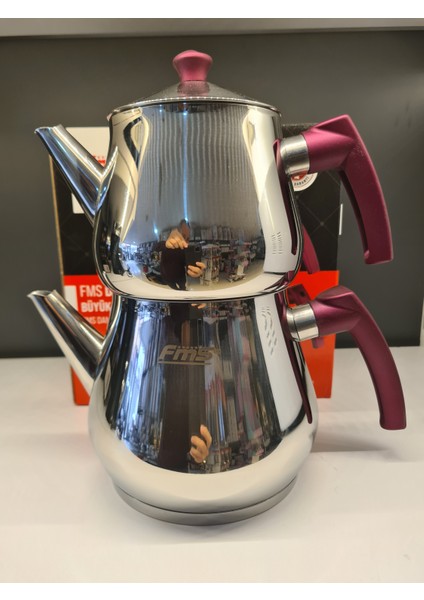 Fms Damla Büyük Boy Çaydanlık ÜST:1,25LT.ALT:2,10 Lt.