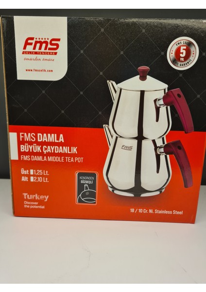 Fms Damla Büyük Boy Çaydanlık ÜST:1,25LT.ALT:2,10 Lt. fırsatları