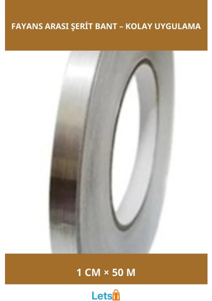 Kendinden Yapışkanlı Gri Fayans Arası Şerit Bant 1 cm 50 Metre