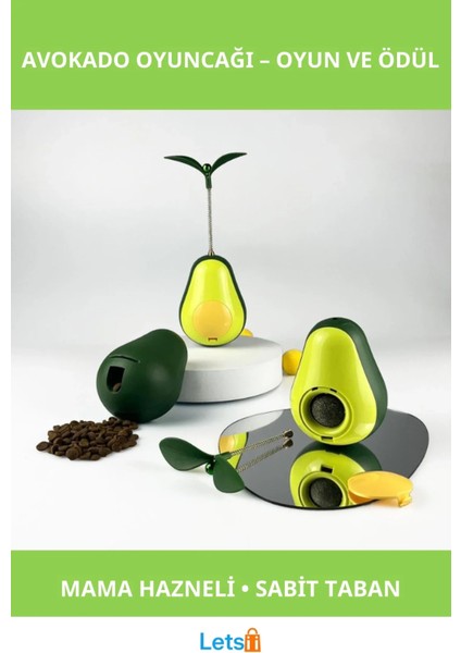 Avokado Şeklinde Kedi Naneli ve Mama Hazneli Eğlenceli Kedi Oyuncağı
