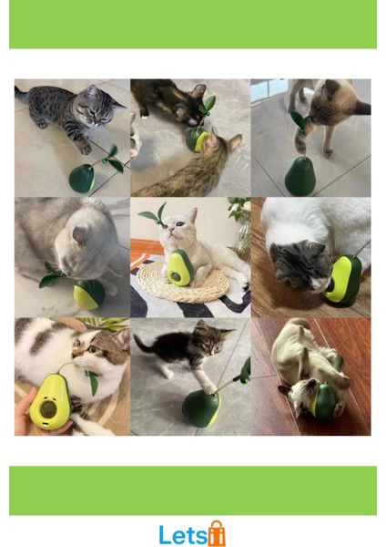 Avokado Şeklinde Kedi Naneli ve Mama Hazneli Eğlenceli Kedi Oyuncağı fırsatları