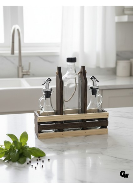 Ahşap Doğal 3lü 2+1 Set Yağdanlık ve Sosluk Takımı(Set)(Ceviz) fiyatları