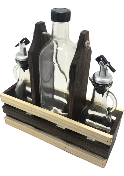 Ahşap Doğal 3lü 2+1 Set Yağdanlık ve Sosluk Takımı(Set)(Ceviz) modelleri