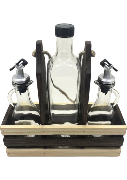 Ahşap Doğal 3lü 2+1 Set Yağdanlık ve Sosluk Takımı(Set)(Ceviz) fırsatları