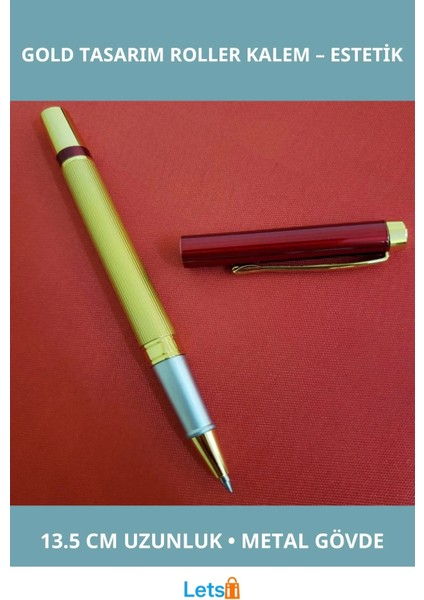 Kutulu Kırmızı Gold Tasarım Roller Kalem Estetik ve Şık Yazım Deneyimi