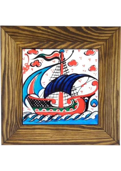 Çerçeveli Gemi Motifli Seramik Tablo, SRMK-2025209