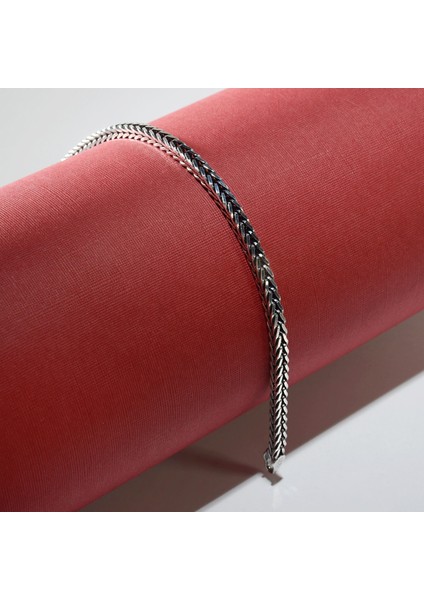 4n Kare Traşlı Tilki Kuyruğu Gümüş Bileklik