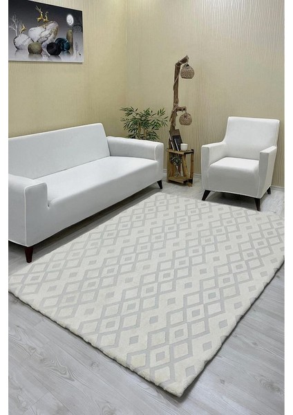 Karnaval Model Welsoft Halı Örtüsü Krem Renk - 160 x 230