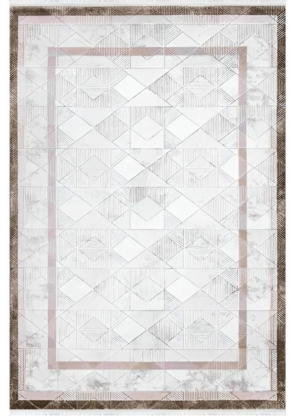 Nüans 1047 Vizon Çerçeveli Akrilik Modern Yumuşak Dokuma Salon Mutfak Yolluk Oturma Odası