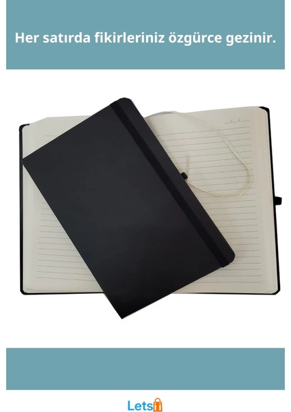 Siyah Termo Deri Çizgili Defter 21X13 cm Günlük ve Iş Kullanımı Için fiyatları