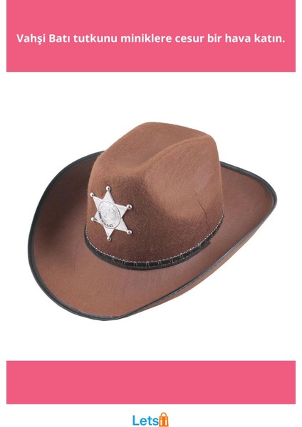 Kahverengi Süet Çocuk Kovboy Şapkası Şerif Aksesuarı fiyatları