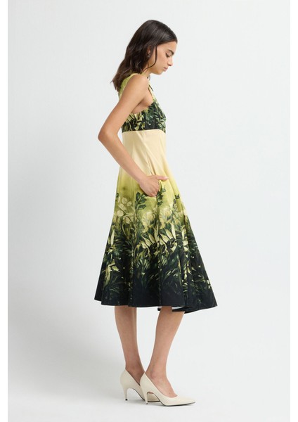 Pileli Midi Elbise Yeşil 12444770001 indirimleri