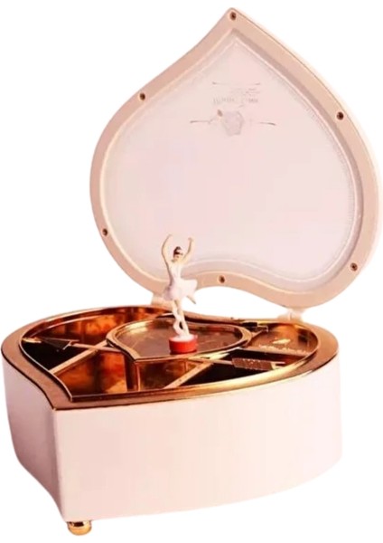 Kalp Şekilli Dönen Balerin Figürlü Müzik Kutusu – Aynalı Dekoratif Hediyelik Müzik Kutusu (Romantik Tasarım) fırsatları