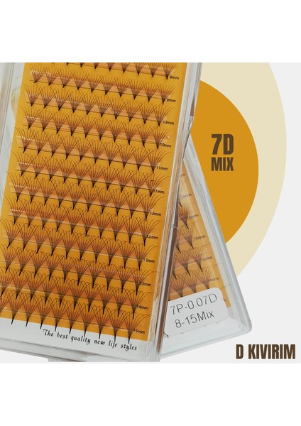 7d Hazır Demet Ipek Kirpik 0.07 D Kıvrım 8-15MM Mix Kutu