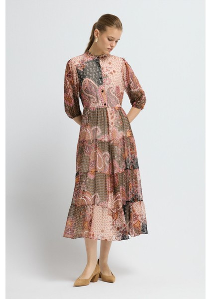 Pileli Elbise Pudra 12445818000