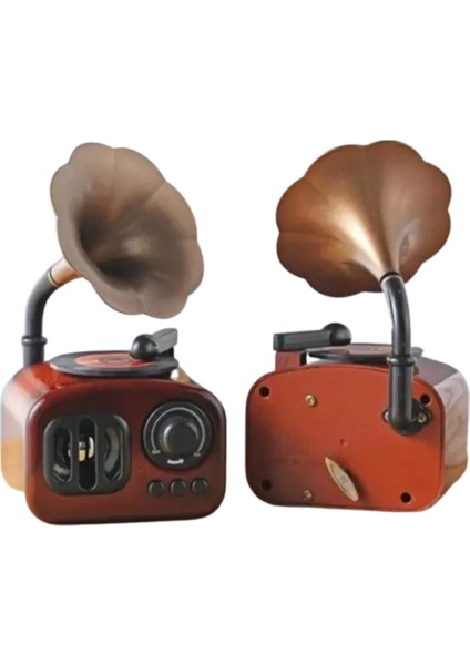 Nostaljik Gramofon Tasarımlı Bluetooth Hoparlör – Kablosuz Müzik Çalar, USB ve Aux Destekli Retro Speaker fiyatları