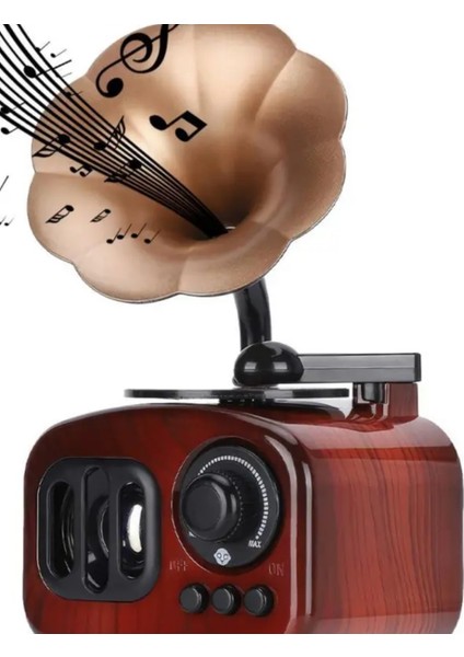 Nostaljik Gramofon Tasarımlı Bluetooth Hoparlör – Kablosuz Müzik Çalar, USB ve Aux Destekli Retro Speaker indirimleri