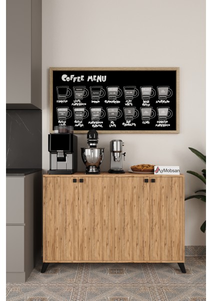 Vista Kahve Köşesi 4 Kapaklı Çok Amaçlı Dolap Kiler Mutfak Dolabı Atlantik Çam