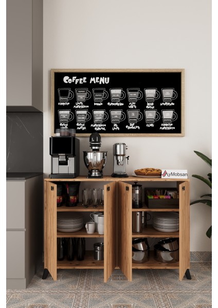 Vista Kahve Köşesi 4 Kapaklı Çok Amaçlı Dolap Kiler Mutfak Dolabı Atlantik Çam fiyatları